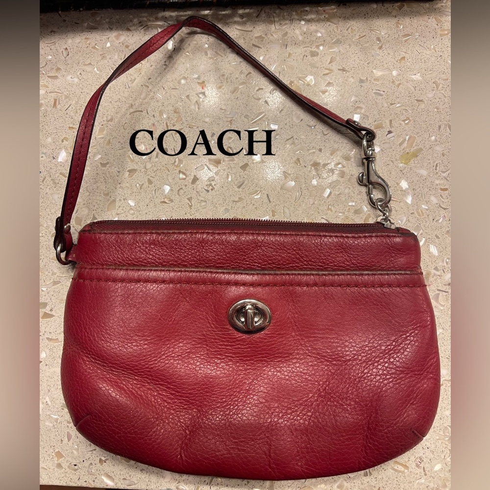 Coach Leather Wristlet Red